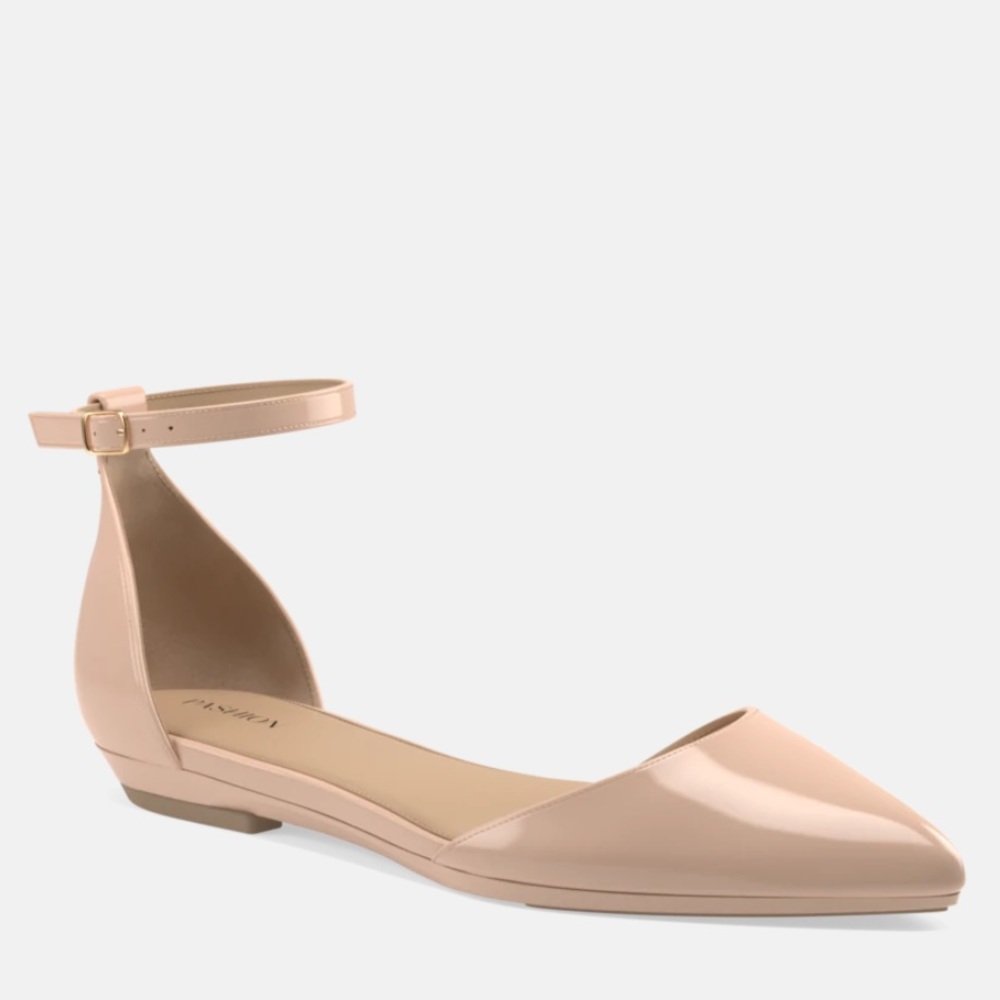 Pashion Footwear D’Orsay’s- Sand Patent 4” Block Heel.